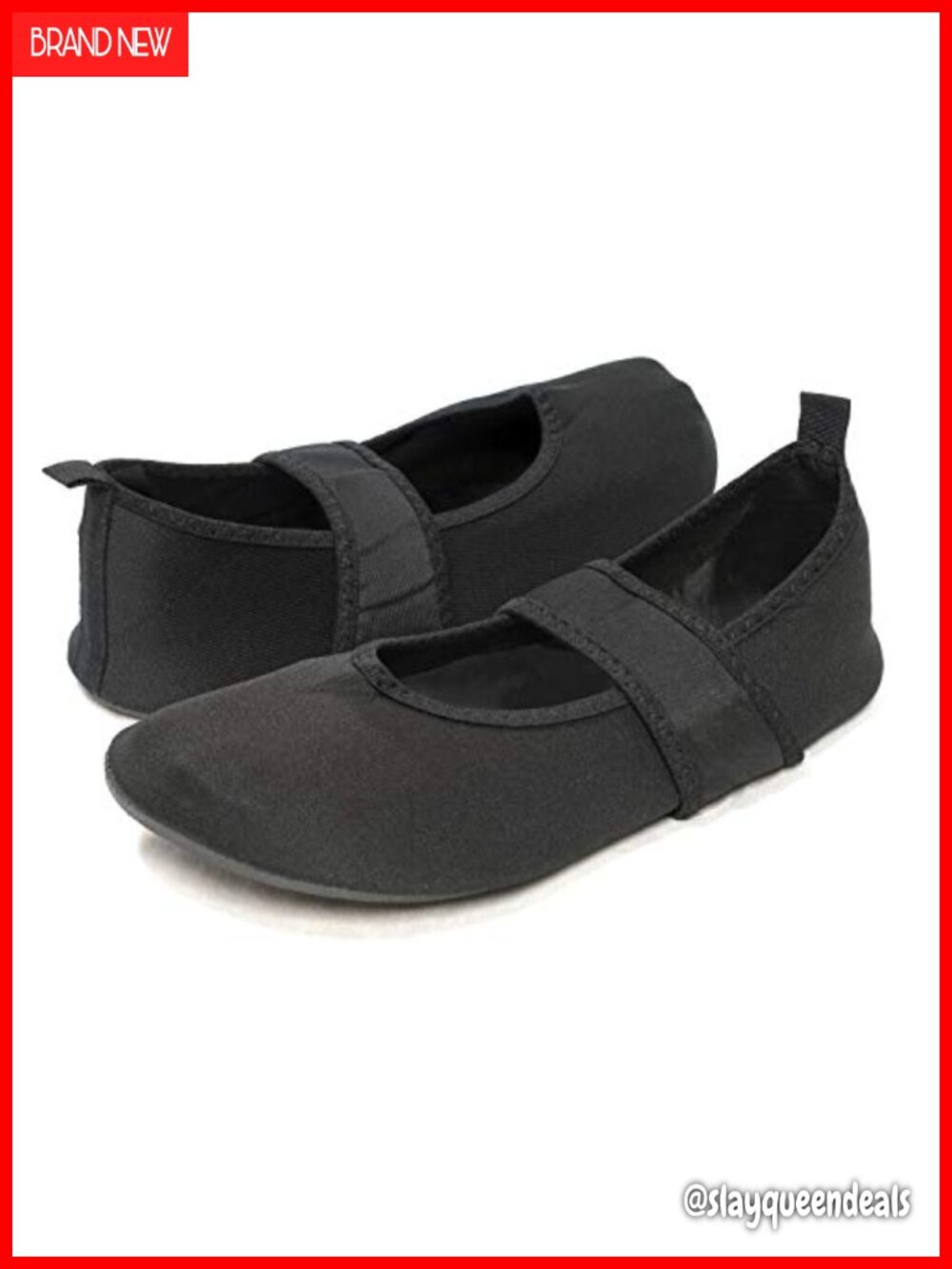 Soft-Sided Foldable Ballet Flats with Non-Slip Rubber Sole, Yoga Travel Shoes